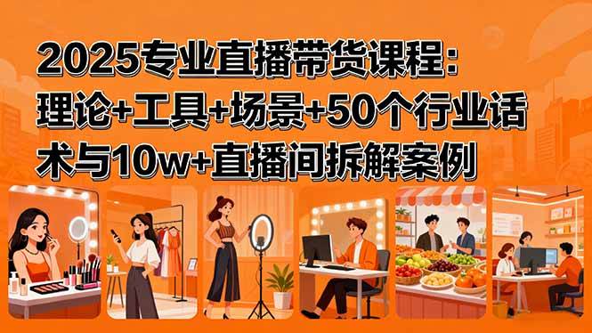 （15988期）2025专业直播带货课程：理论+工具+场景+50个行业话术与10w+直播间拆解案例